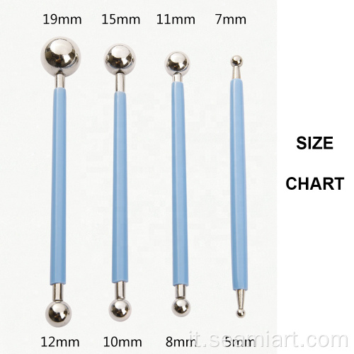 4pcs Stylus di modellazione a doppia estremità a sfera in metallo